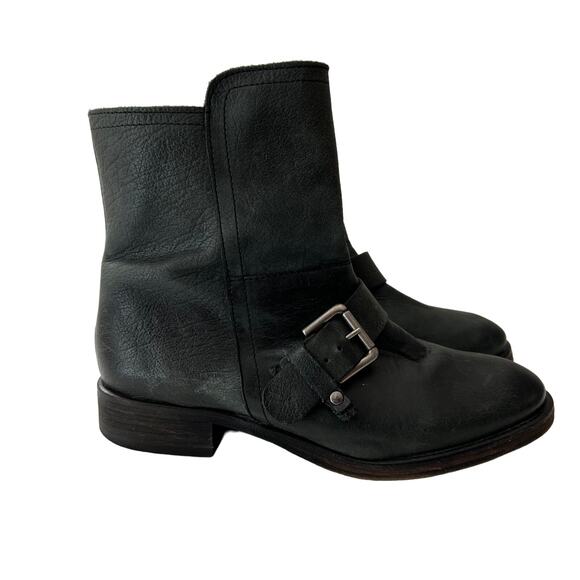 Treasure & Bond Women's Leather Moto Strap Biker Boots Size 8 Grunge Trendy - Picture 1 of 10